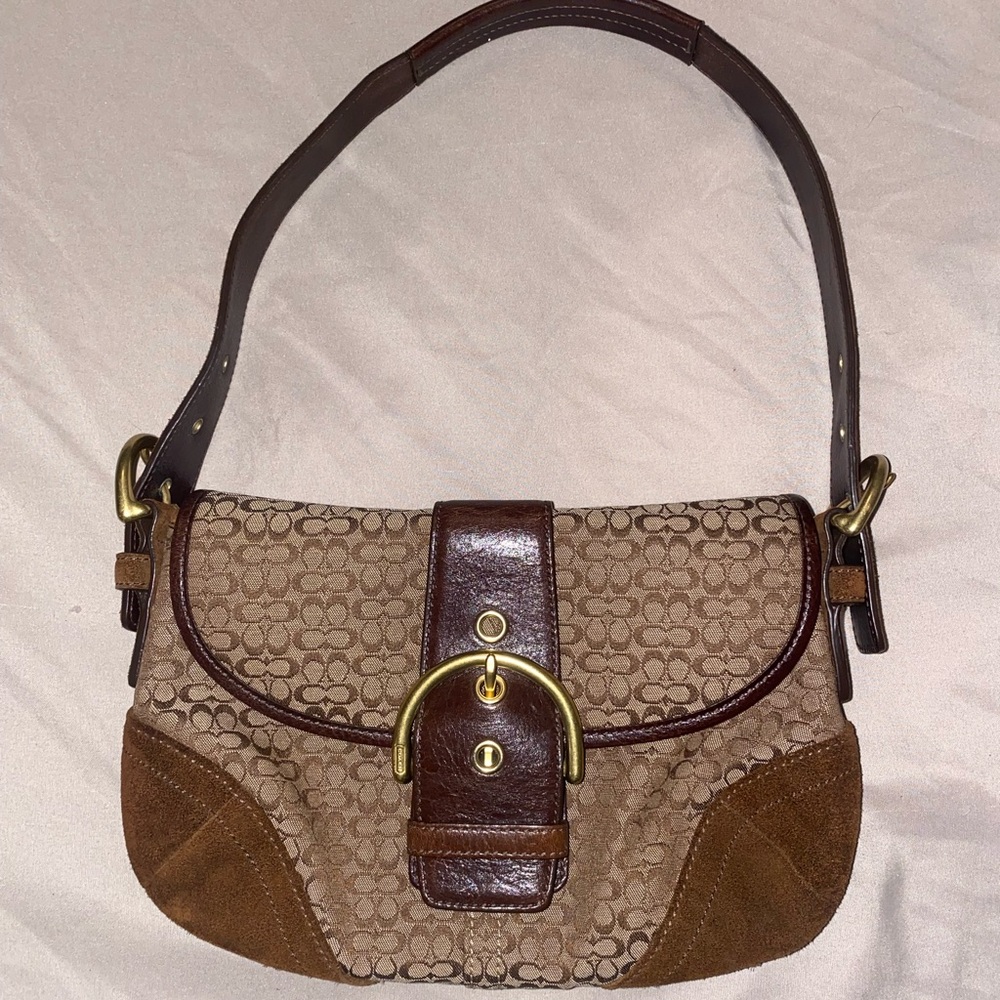Y2K vintage coach purse shoulder bag cute brown tan neutral fall winter summer